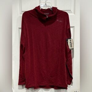 NRS Men's XL Silkweight Hooded Shirt - UPF 50+ Long Sleeve T-Shirt Red Vino NWT
